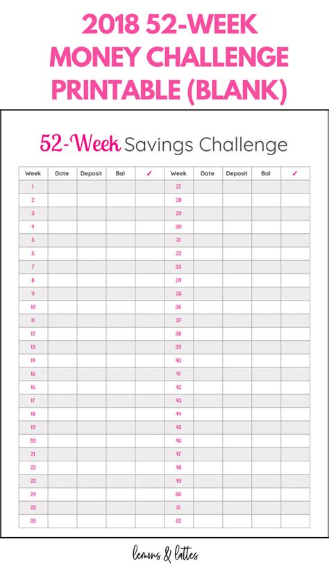 week money challenge printable   week money