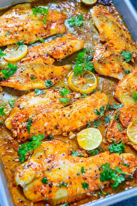 Spicy Lemon Garlic Baked Tilapia