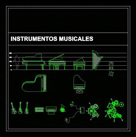 Musical Instruments Dwg Block For Autocad • Designs Cad