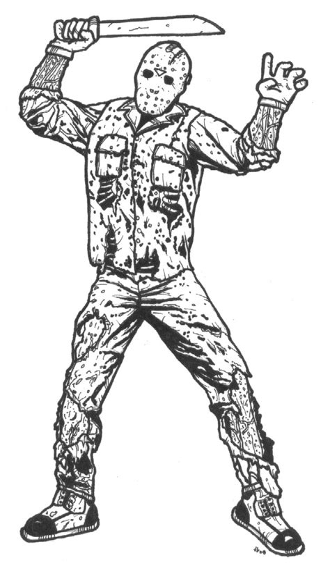 Fantasy coloring pages for kids printable, coloring book for adult, tea from the stars 11.7''x8.3'' pdf, jpeg. Jason Voorhees by DementedInk on DeviantArt