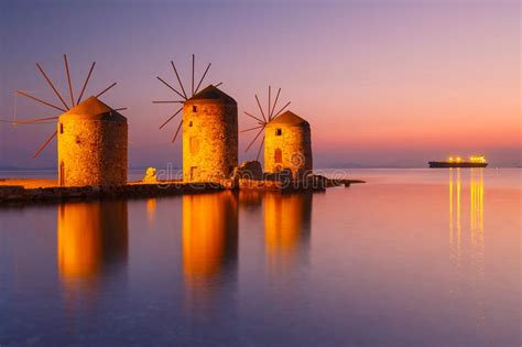 Windmills Of Chios Stock Photo Image Of Chios Island 142836762