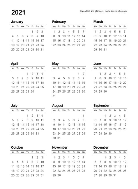 Printable Monday To Sunday Calendar 2021 Best Calendar Example