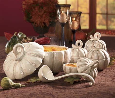 Pumpkin Tureen And Set Of 4 Pumpkin Soup Bowls From Through The Country