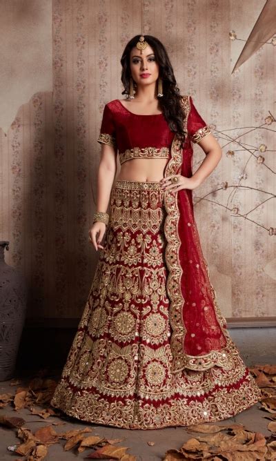 Indian Dress Maroon Color Bridal Lehenga 609