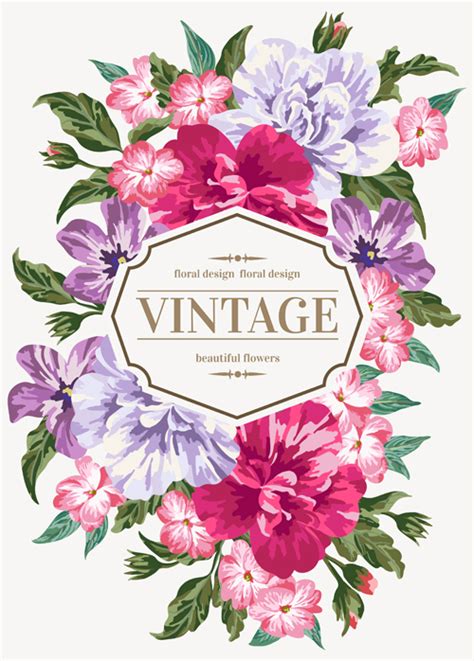 Beautiful Flowers With Vintage Card Vectors 02 Welovesolo