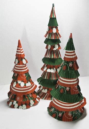 Christmas Trees Made From Cupcake Liners