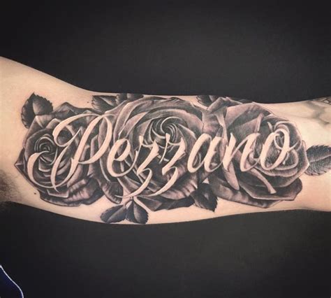 Our website provides the visitors with some great rose lettering tattoo design. Black and grey roses tattoo with last... - Tattoos by ...