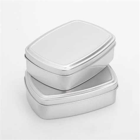2pcs Silver Metal Rectangular Empty Tins Box Containers For Mints