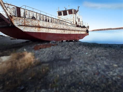 Old Rusty Abandoned Ruined Vessel An Abandoned Rusty Ship Stock Image