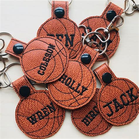 Personalized Basketball Keychain Embroidered Basketball Bag Etsy In