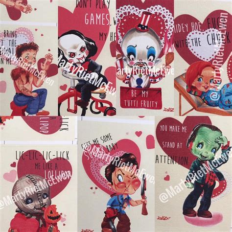 Image Of Set 3 Horror Valentine Cards Valentines Cards Funny