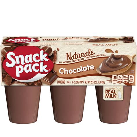 Snack Pack Chocolate Naturals Pudding Cups 6 Count