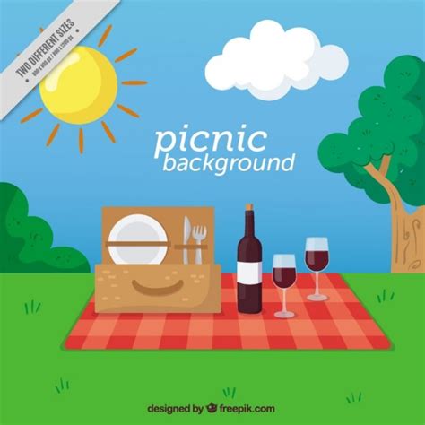 Picnic Background In A Countryside Vector Free Download