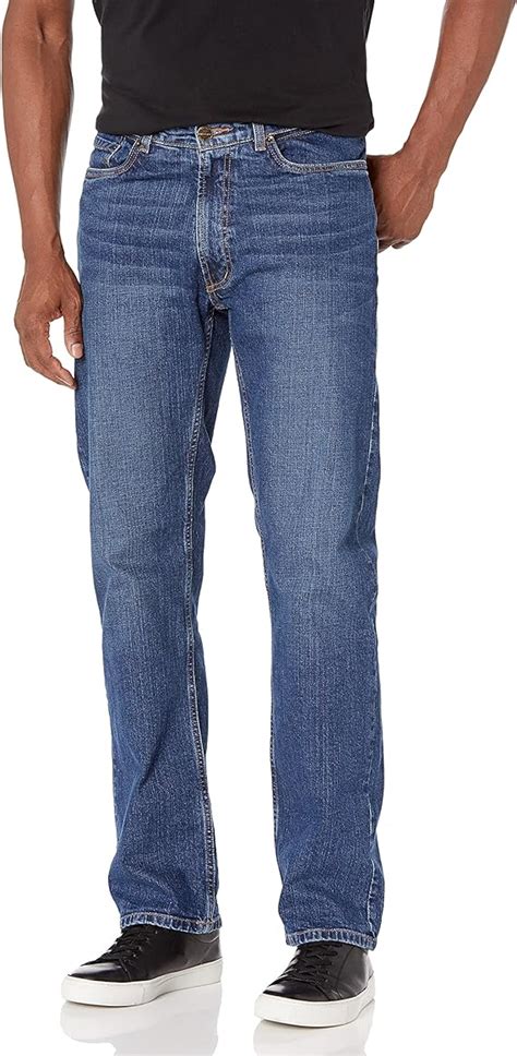 Haggar Mens Stretch Comfort Denim Expandable Waist 5 Pocket Relaxed Fit