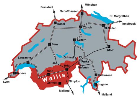 Karte Wallis Schweiz