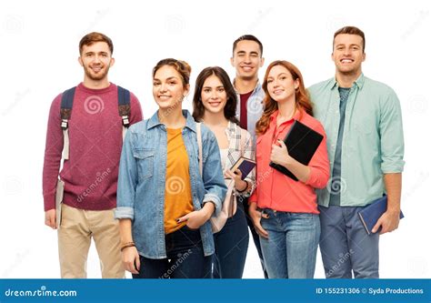 Group Of Smiling Students With Books Stock Photo Image Of Classmate