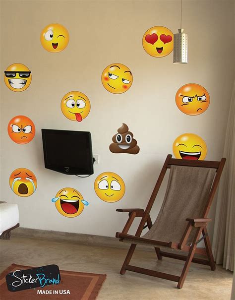 12 Large Emoji Faces Wall Graphic Decal Sticker 6052 6x6 6 Inches In