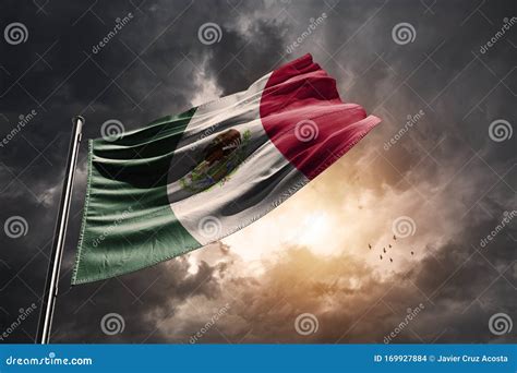 Mexico Flag And A Dramatic Sunset Stock Photo Image Of Moody Mexican