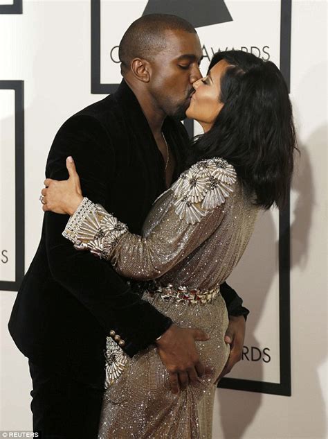 Kanye West Cant Keep His Hands Off Kim Kardashian At The Grammys Daily Mail Online