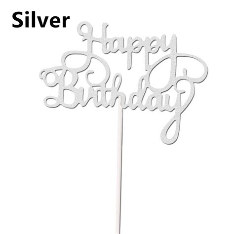 10pcs Party Supplies Happy Birthday Decor Glitter Paper Cake Topper