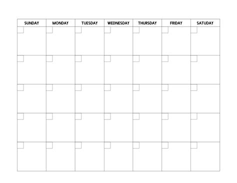 Empty Calendar Printable Calendar For Planning