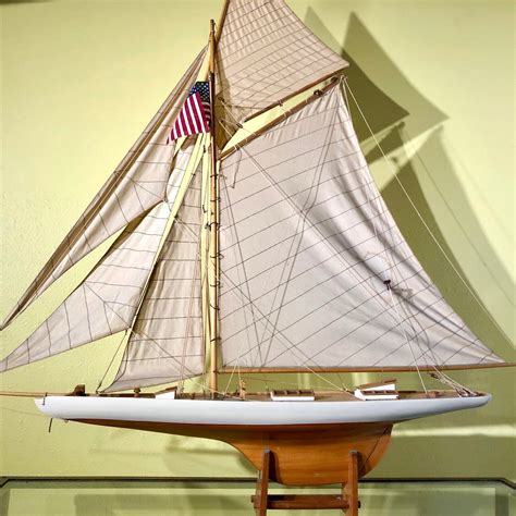 Vintage Gaff Rigged Cutter Wooden Sailboat Model Available Now For Sale