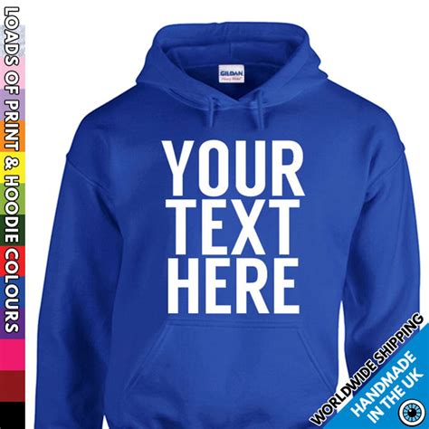Adults Custom Printed Hoodie Any Name Or Text Personalised Etsy
