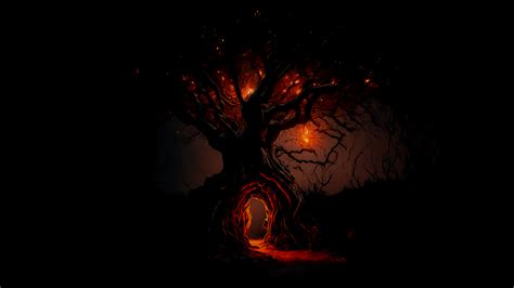 Black Wallpaper 4k For Pc Magical Tree Ai Generated Illustration