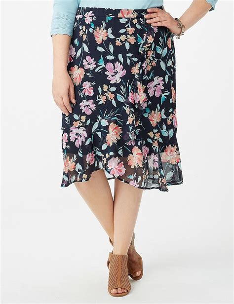 Plus Size Floral Ruffle Midi Skirt Dressbarn Plus Size Skirts Skirts Midi Skirt