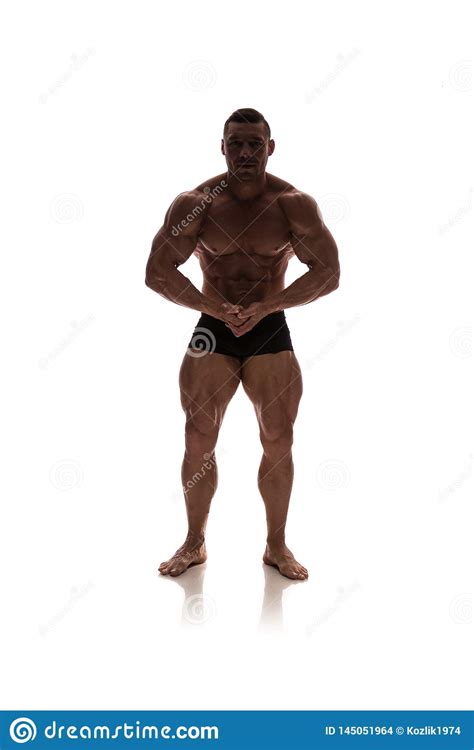 Male Bodybuilder Posing On A White Background Stock Photo Image Of
