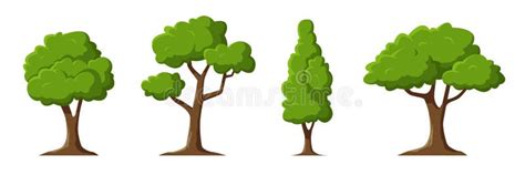 Set Cartoon Trees Vector Illustration Green Trees Stock Illustrations