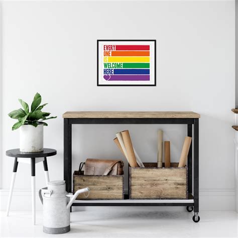 Rainbow Gay Pride Print Everyone Is Welcome Here 11x14 Poster Etsy