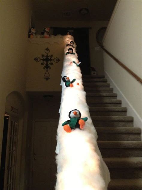 Turn Your Banister Into A Penguin Slide Fun Christmas Decorations