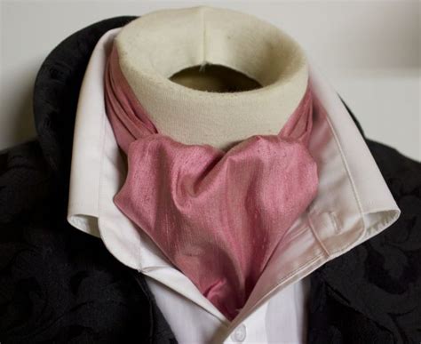 Day Ascot Cravat Victorian Tie Dusky Rose Pink Dupioni Silk Dupioni
