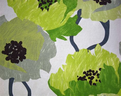 Lime Green Floral Fabric Contemporary Floral Large Scale