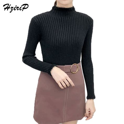 Hzirip Fashion Slim Casual Sweaters Turtleneck Women Spring 2018 Knitted Basic Sexy Solid