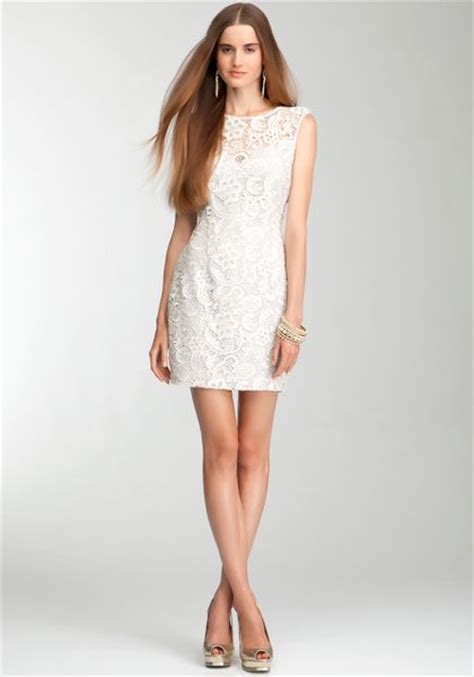 Bebe Cooper Silver Foiled Lace Dress In Silver Lyst