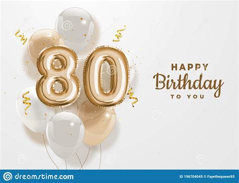 Happy 80th Birthday With Gold Balloons Greeting Card Background
