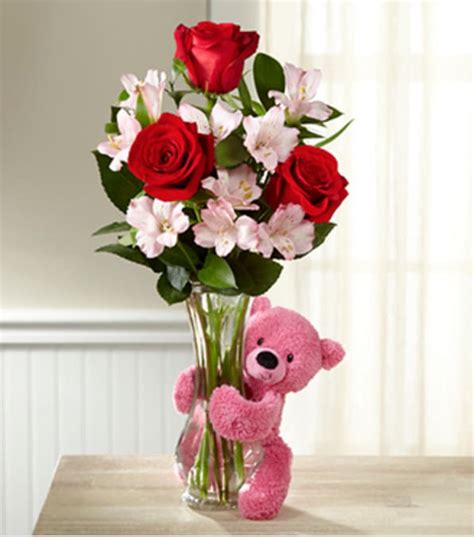 We make it easy to send online flowers. Hug Me Tender Valentine's Day Bouquet - VASE & BEAR ...