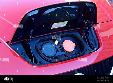 Charging Ports Of The Nissan Leaf Electric Vehicle Stock Photo Alamy
