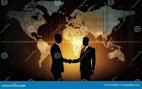 Two Businessman Investor Handshake With Effect Global World Map Network