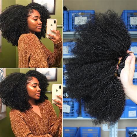 Mongolian Afro Kinky Curly Hair Weave With Closure Natural Black 4b 4c Virgin Human Hair Bundles