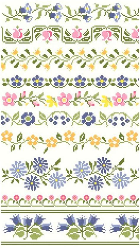 There are free cross stitch designs to suit cross stitchers of all levels. Vintage Floral Cross Stitch Borders PDF by blackphoebedesigns