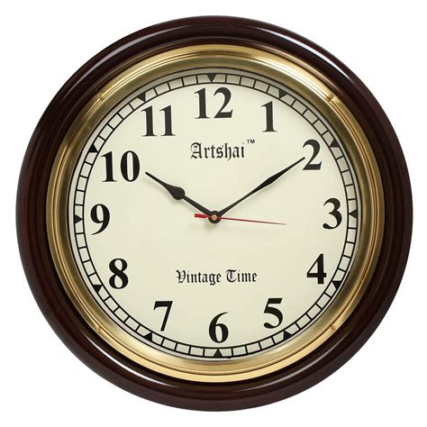 Brown Refurbished 16 Inch Big Numbers Antique Look Wall Clock 2272 1
