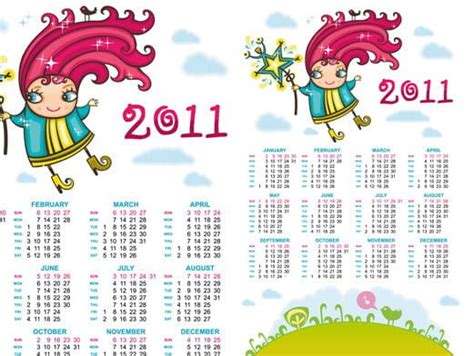 Hand Drawn Cartoon Vector 2011 Calendar Ai Eps Svg Uidownload
