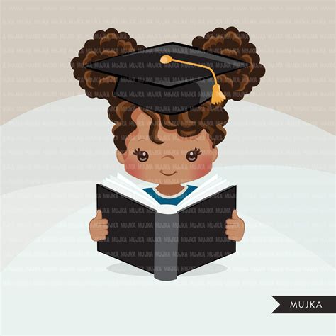 Graduation Clipart Graduate Black Girls With Book And Mask School S