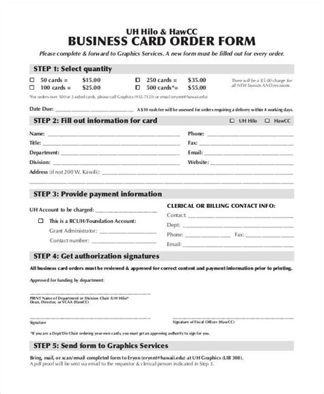 Free 9 Sample Card Order Forms In Ms Word Pdf Excel