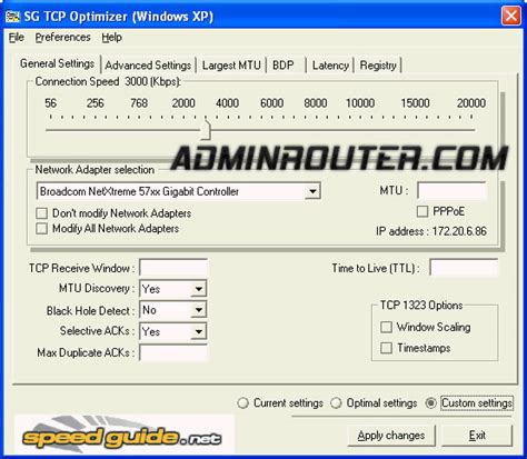 Adminroutercom Sg Tcp Optimizer 308