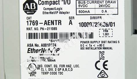 PLC Hardware: Allen-Bradley 1769-AENTR Compact I/O EtherNet/IP Module, Dual