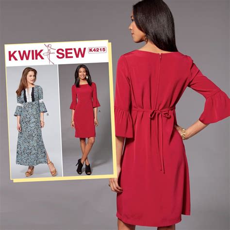 Kwik Sew Pattern K4215 Misses Dresses With Flounce Sleeves Kwik Sew